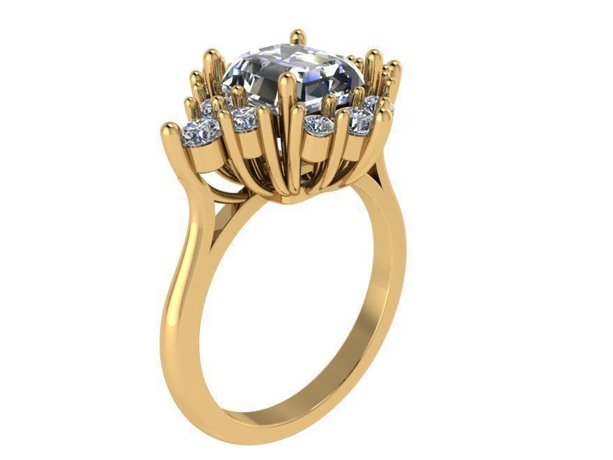 Marquise Cut Emerald Halo Diamond Ring 2301 3D print model  3D print model_1