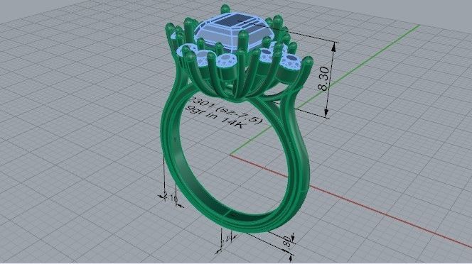 Marquise Cut Emerald Halo Diamond Ring 2301 3D print model  3D print model_5
