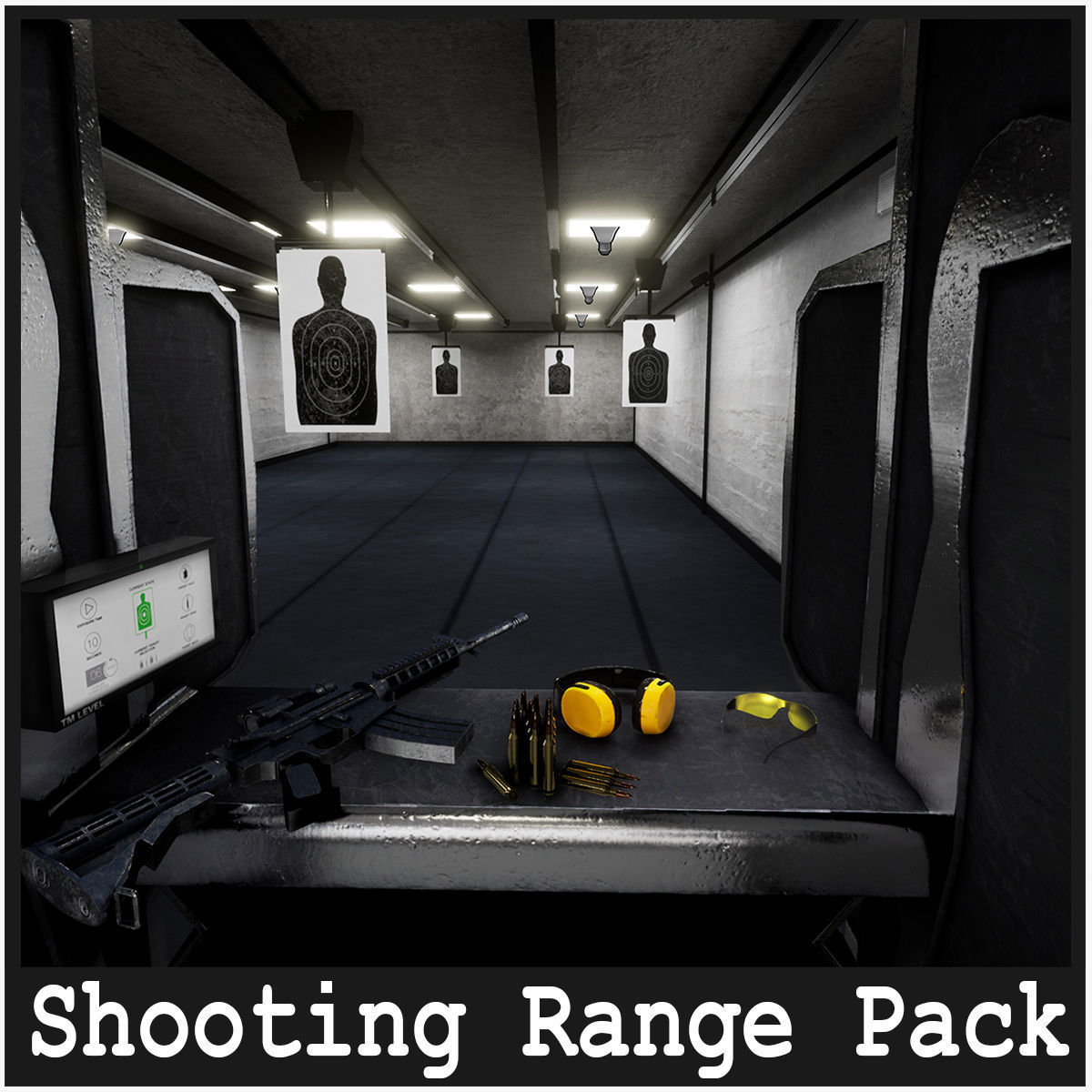 Shooting Range Package  80 Variations Low-poly 3D model_1