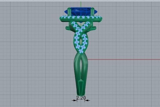 Blue textured diamond ring 2303 3D print model 3D print model_7