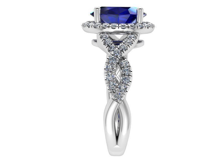 Blue textured diamond ring 2303 3D print model 3D print model_3