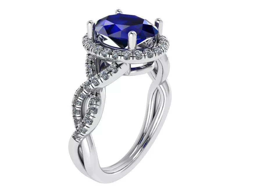 Blue textured diamond ring 2303 3D print model 3D print model_0