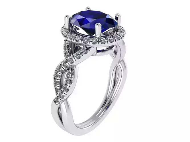 Blue textured diamond ring 2303 3D print model
