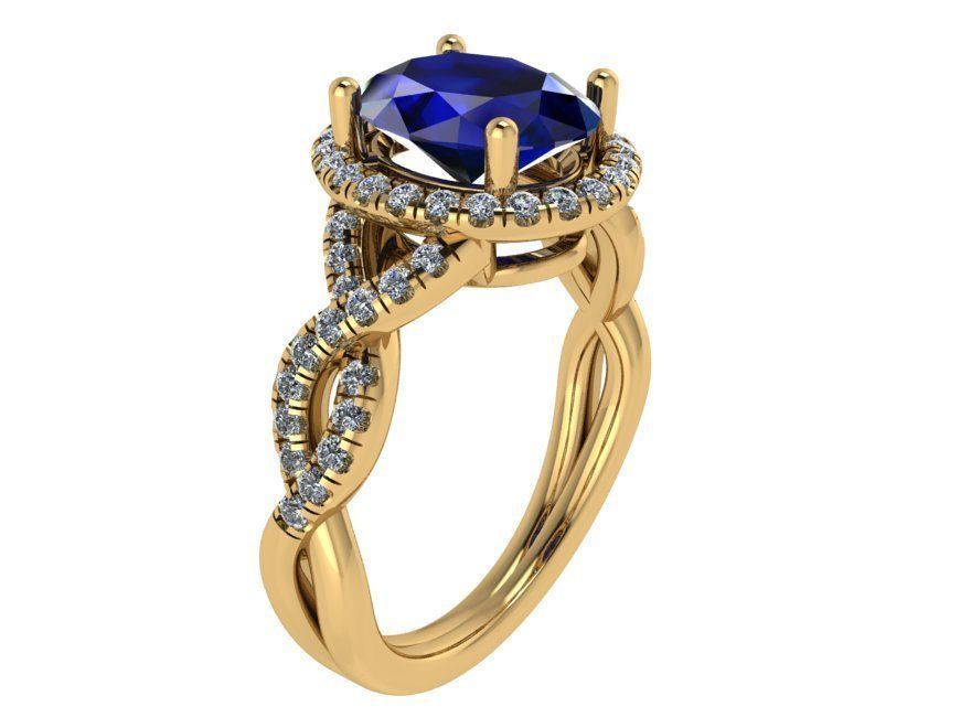 Blue textured diamond ring 2303 3D print model 3D print model_1