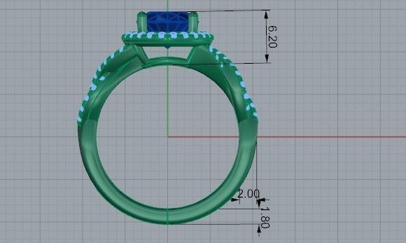 Blue textured diamond ring 2303 3D print model 3D print model_6