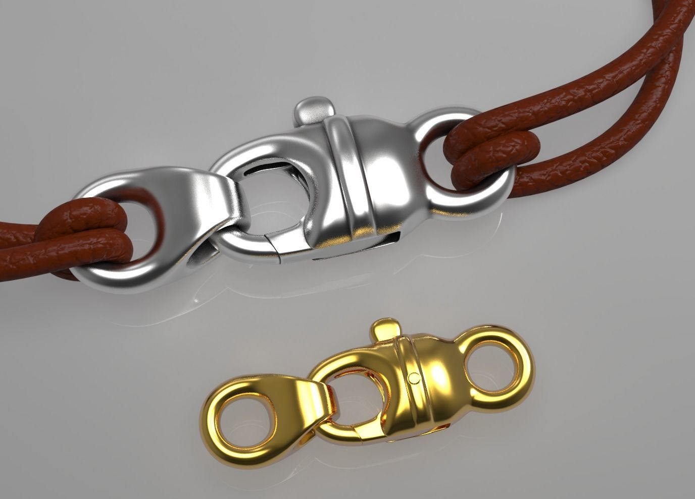 Gold Lobster Claw Clasp Bracelet Chain 3D print model_2