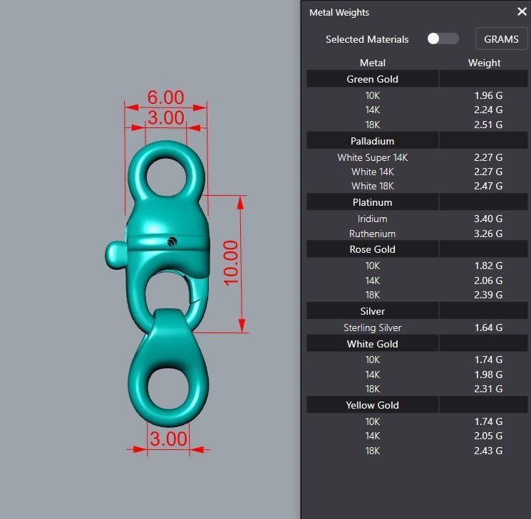 Gold Lobster Claw Clasp Bracelet Chain 3D print model_9