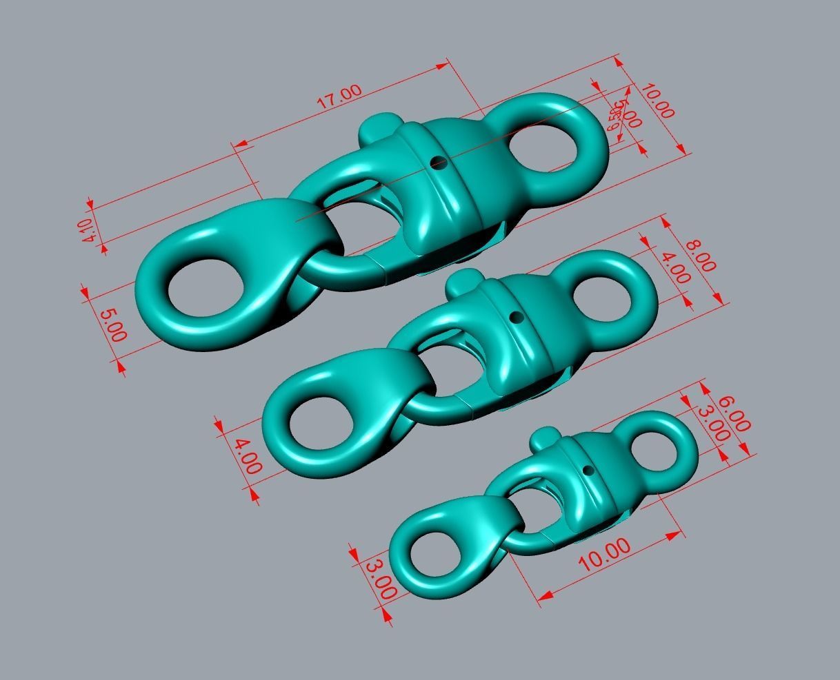 Gold Lobster Claw Clasp Bracelet Chain 3D print model_3