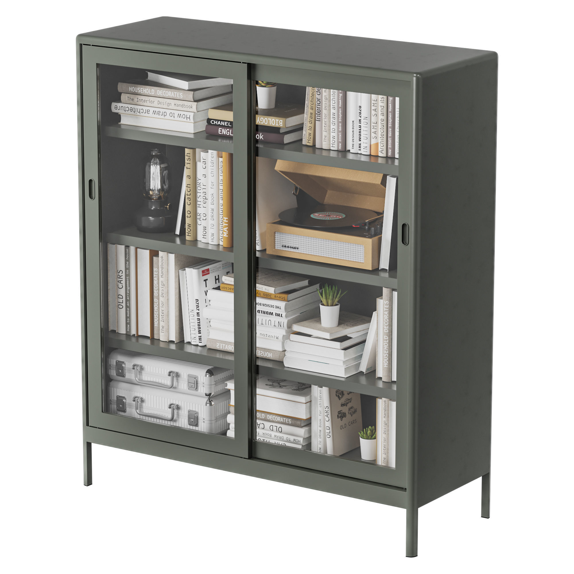 IKEA IDASEN Glass showcase with sliding doors with decor 3D model