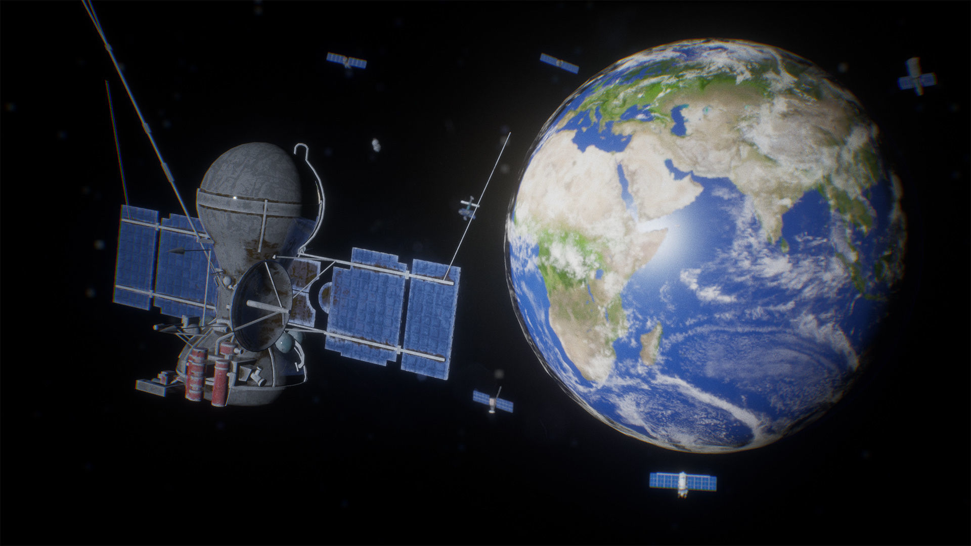 Satellites Package 10 Assets Low-poly 3D model_1