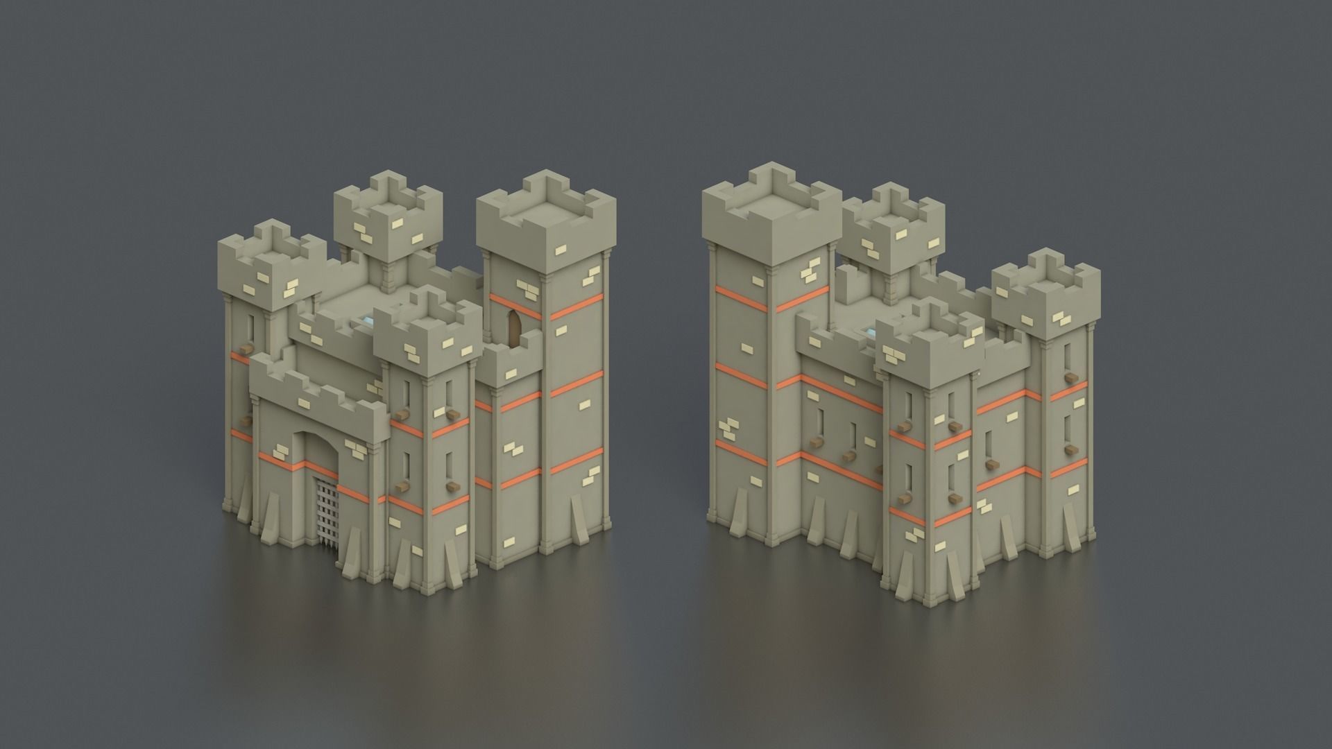 Low Poly Medieval Middle Age City 3D Asset Pack Low-poly 3D model_11