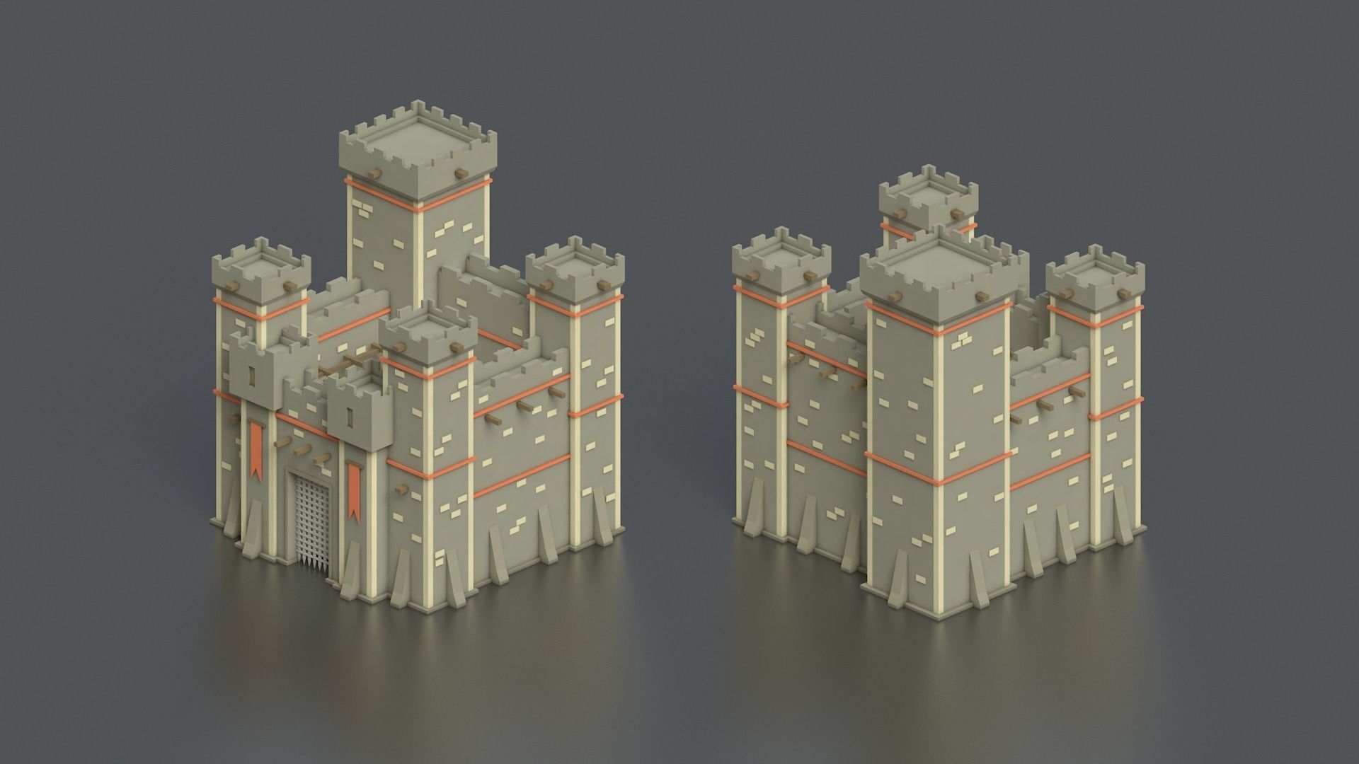 Low Poly Medieval Middle Age City 3D Asset Pack Low-poly 3D model_7