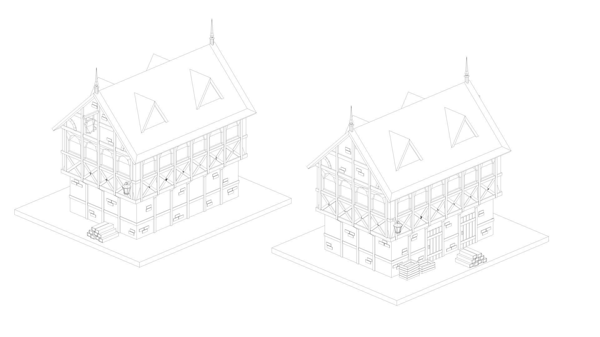 Low Poly Medieval Middle Age City 3D Asset Pack Low-poly 3D model_21