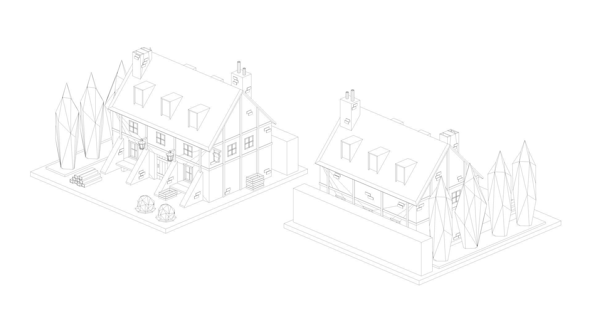 Low Poly Medieval Middle Age City 3D Asset Pack Low-poly 3D model_33