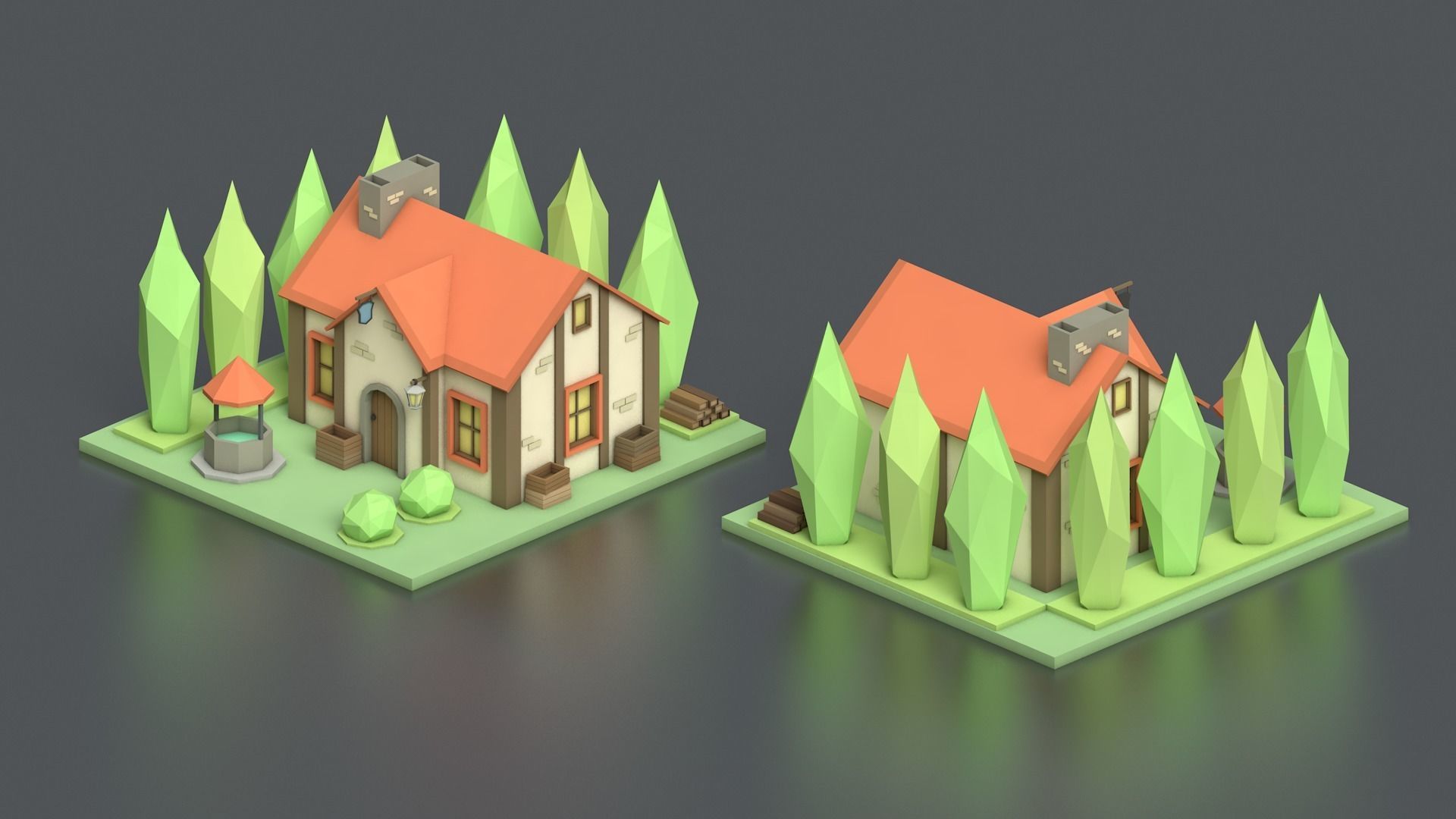 Low Poly Medieval Middle Age City 3D Asset Pack Low-poly 3D model_16