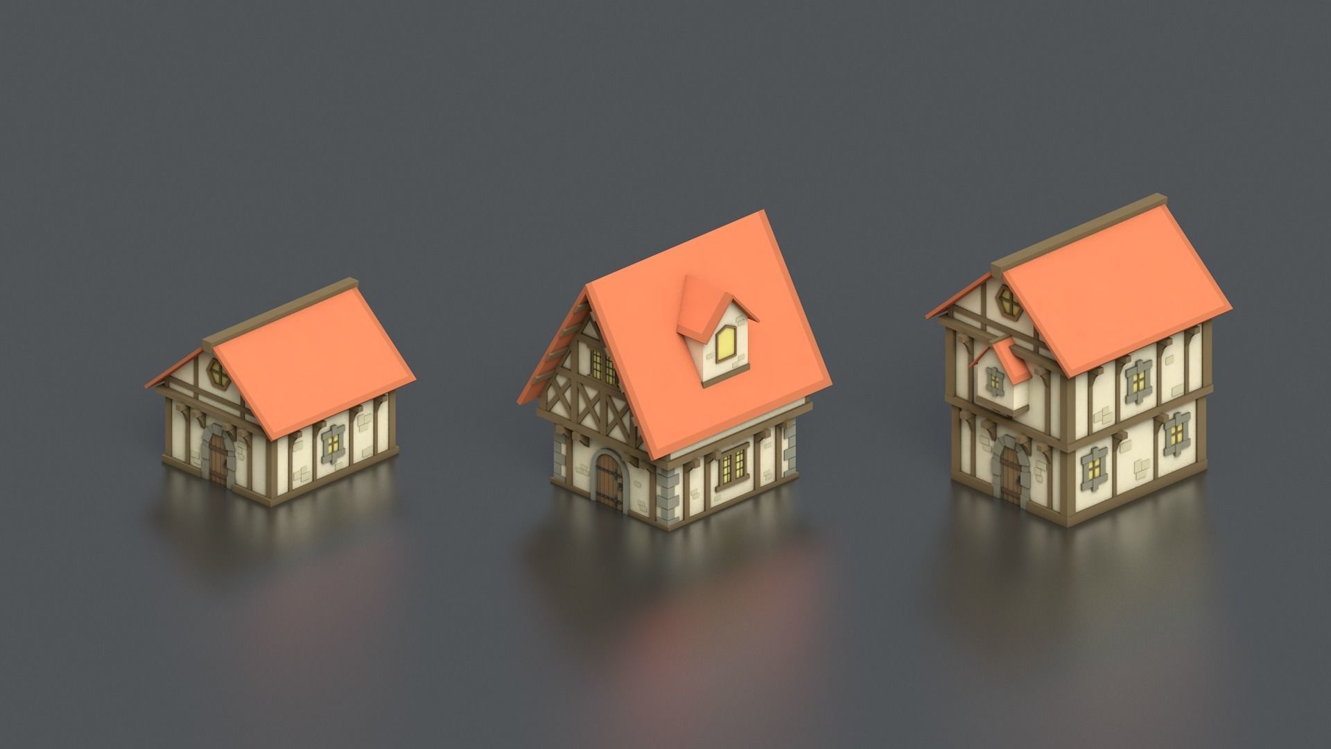 Low Poly Medieval Middle Age City 3D Asset Pack Low-poly 3D model_40