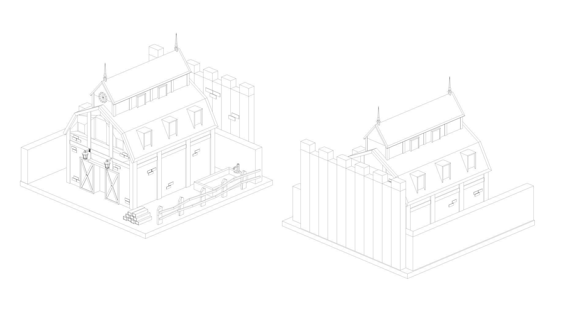 Low Poly Medieval Middle Age City 3D Asset Pack Low-poly 3D model_19