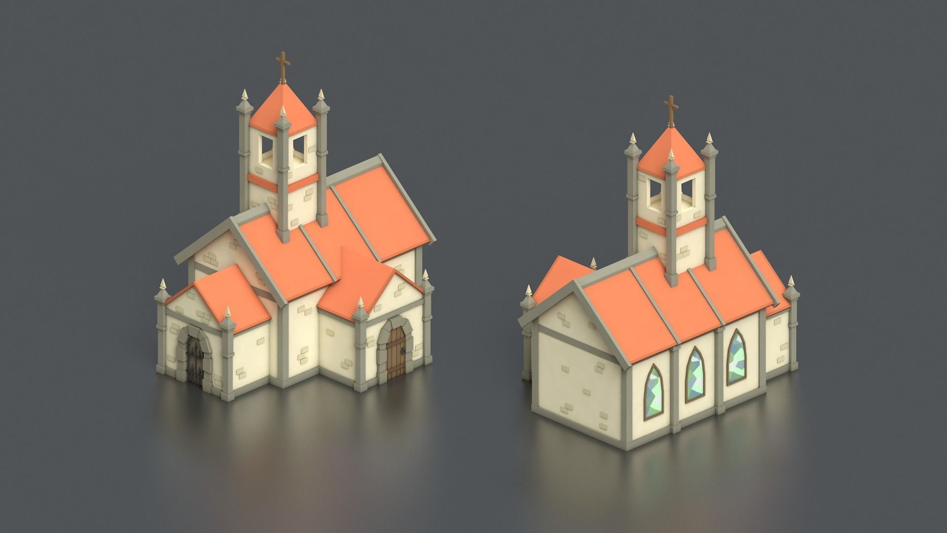 Low Poly Medieval Middle Age City 3D Asset Pack Low-poly 3D model_36