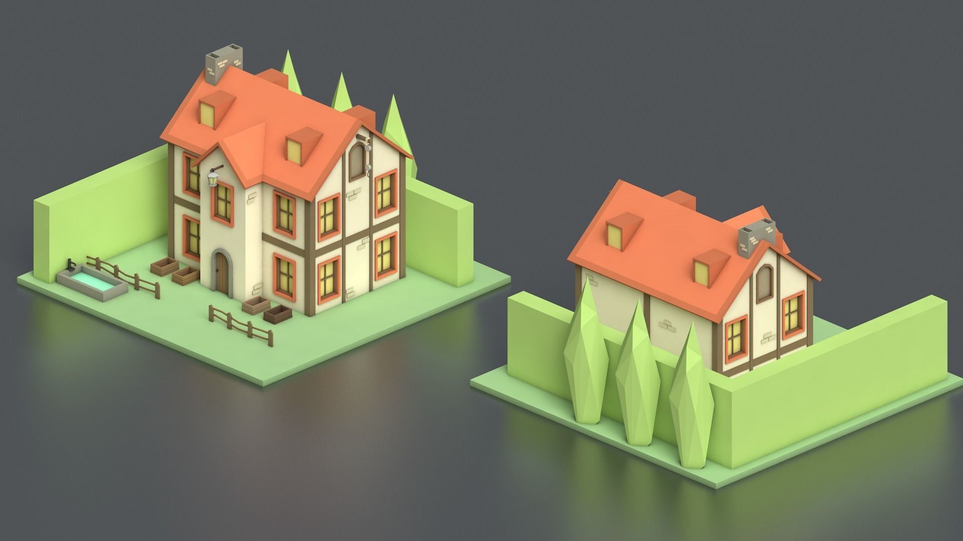 Low Poly Medieval Middle Age City 3D Asset Pack Low-poly 3D model_22