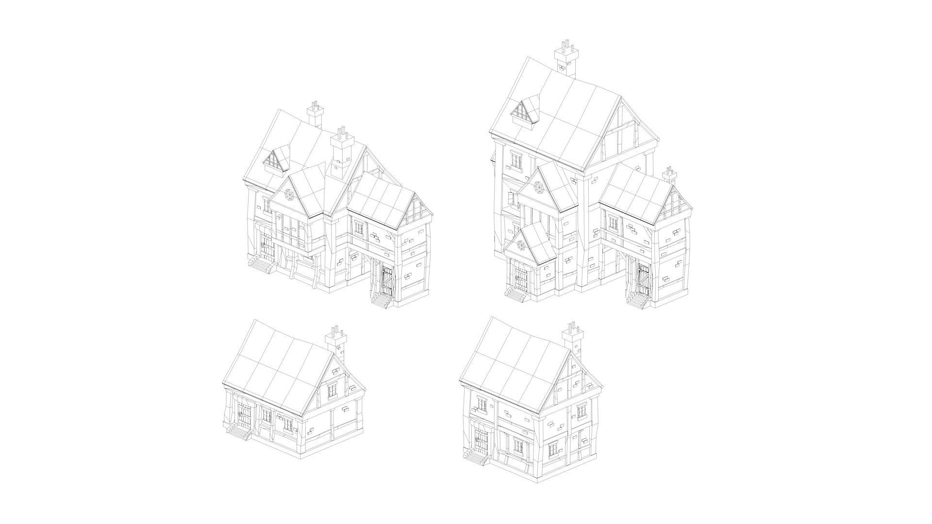 Low Poly Medieval Middle Age City 3D Asset Pack Low-poly 3D model_35