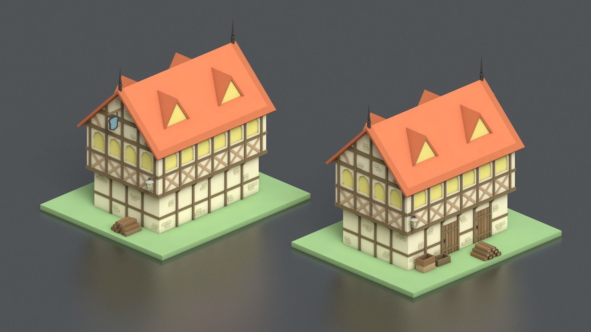 Low Poly Medieval Middle Age City 3D Asset Pack Low-poly 3D model_20
