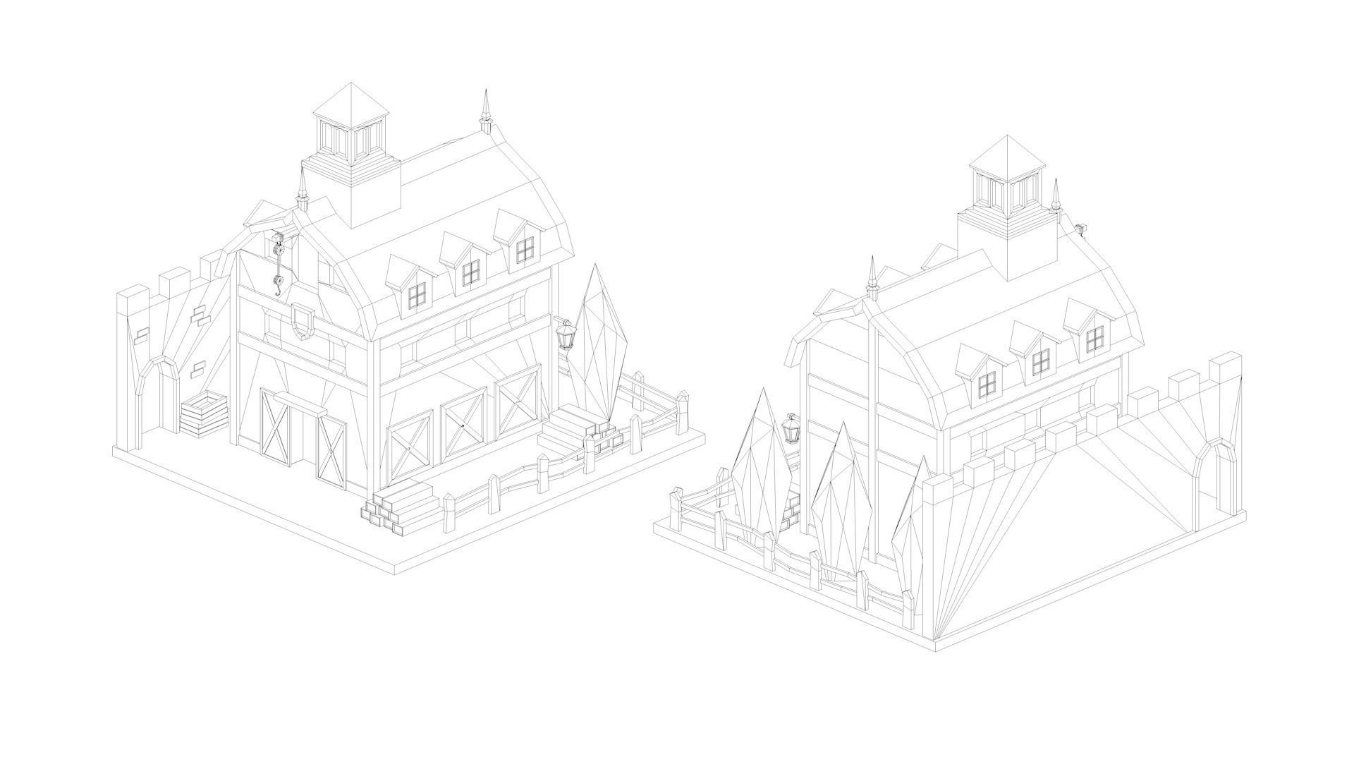 Low Poly Medieval Middle Age City 3D Asset Pack Low-poly 3D model_25