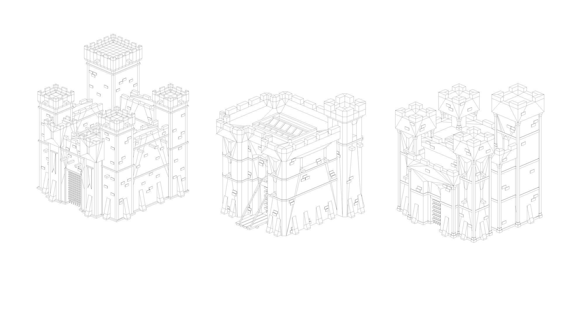 Low Poly Medieval Middle Age City 3D Asset Pack Low-poly 3D model_6