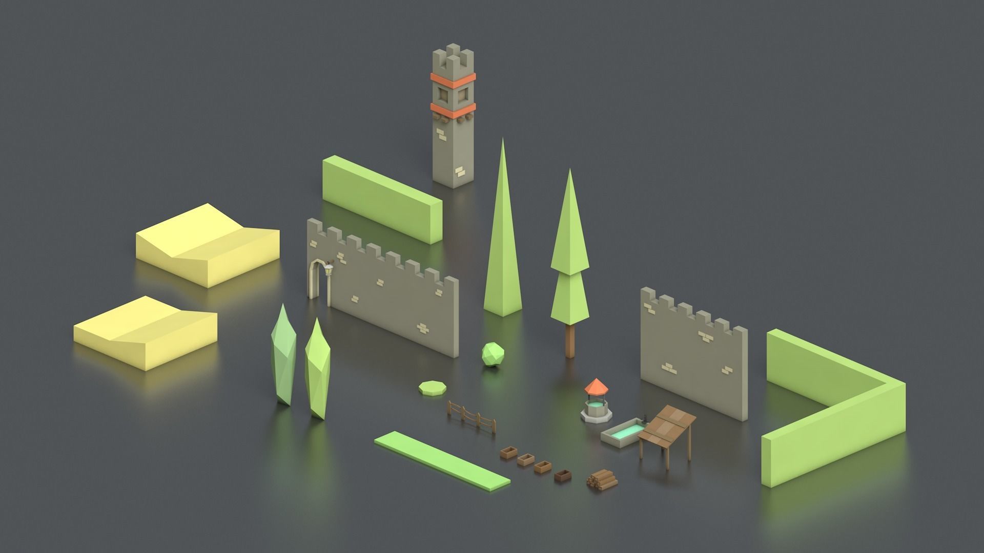 Low Poly Medieval Middle Age City 3D Asset Pack Low-poly 3D model_44