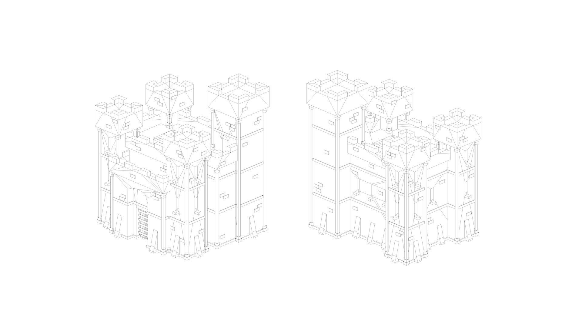 Low Poly Medieval Middle Age City 3D Asset Pack Low-poly 3D model_12