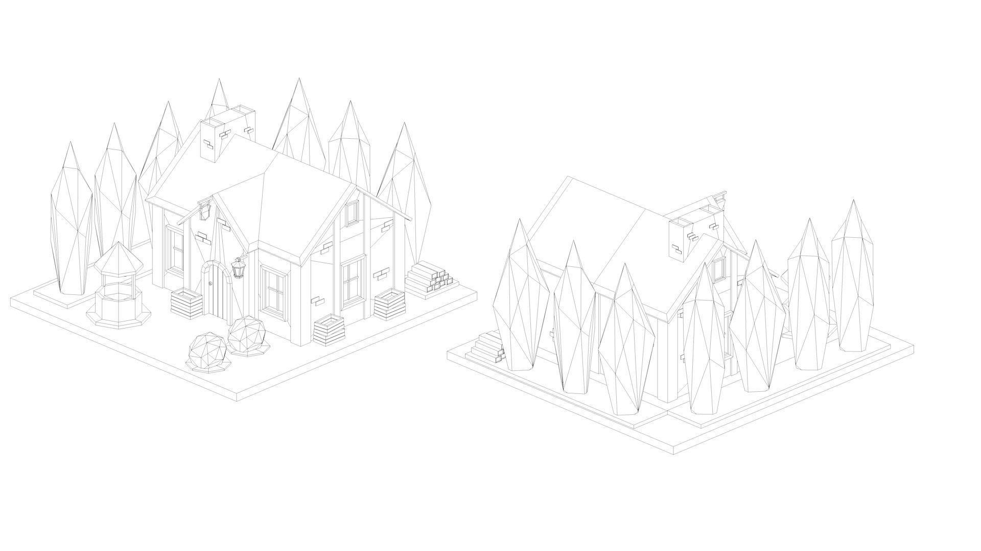 Low Poly Medieval Middle Age City 3D Asset Pack Low-poly 3D model_17