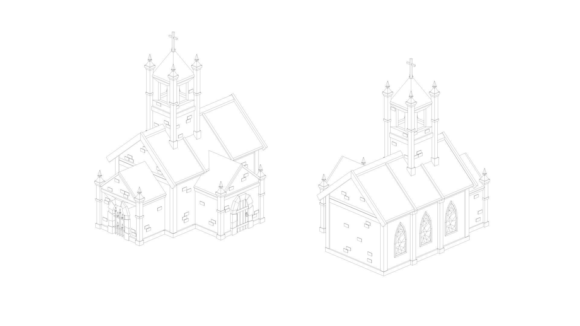 Low Poly Medieval Middle Age City 3D Asset Pack Low-poly 3D model_37