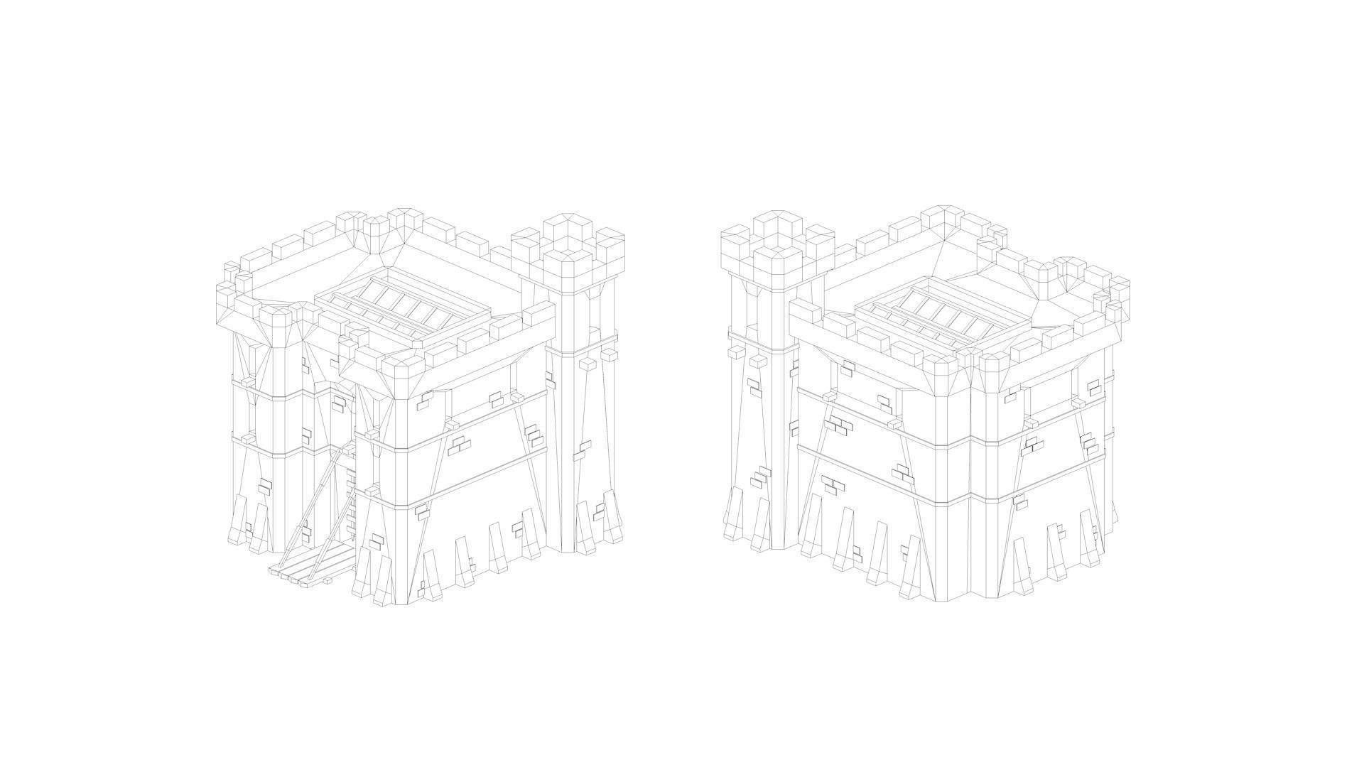 Low Poly Medieval Middle Age City 3D Asset Pack Low-poly 3D model_10