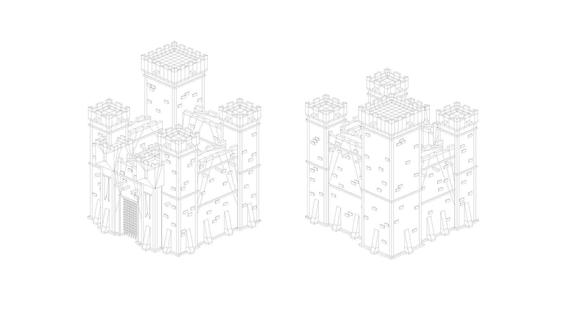 Low Poly Medieval Middle Age City 3D Asset Pack Low-poly 3D model_8