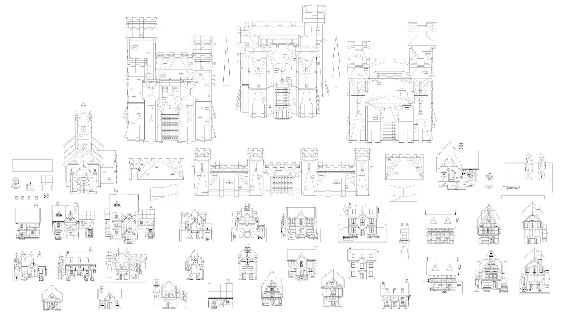 Low Poly Medieval Middle Age City 3D Asset Pack Low-poly 3D model_3