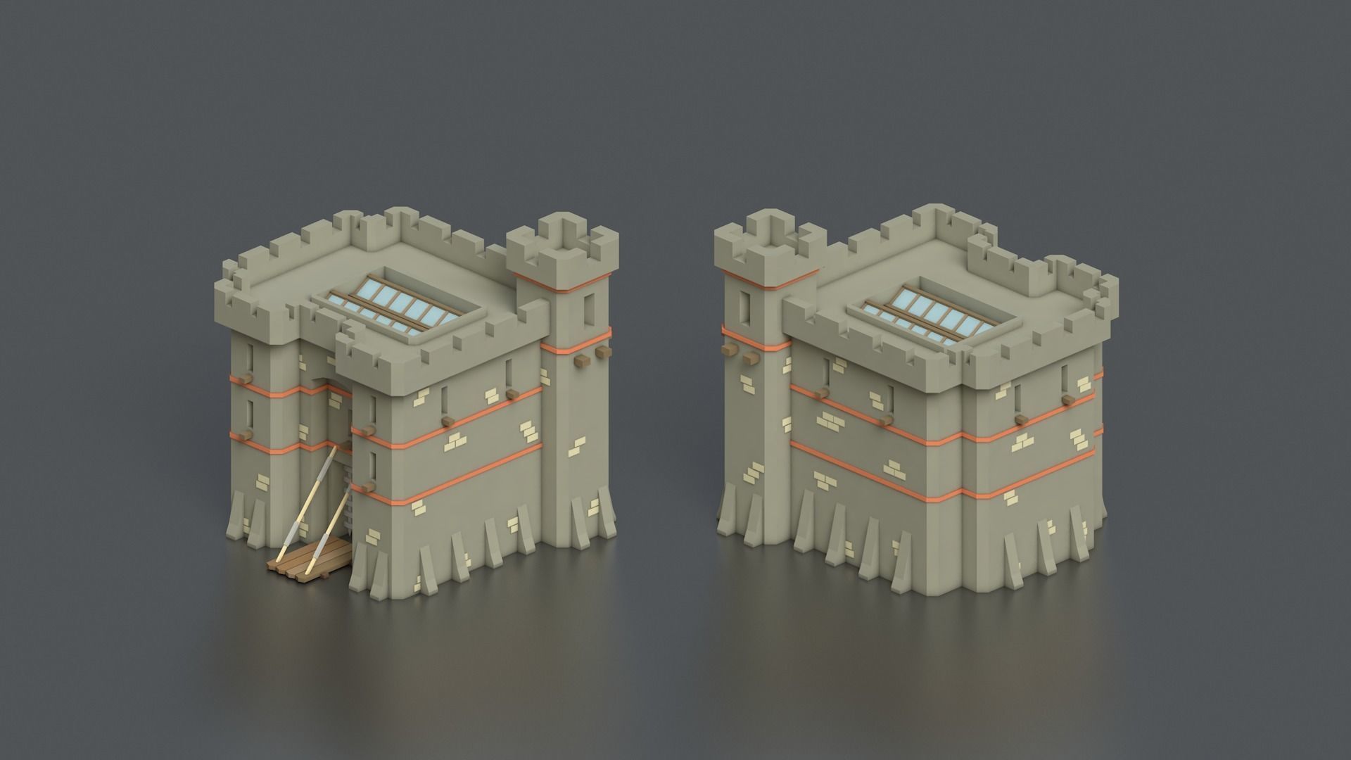 Low Poly Medieval Middle Age City 3D Asset Pack Low-poly 3D model_9