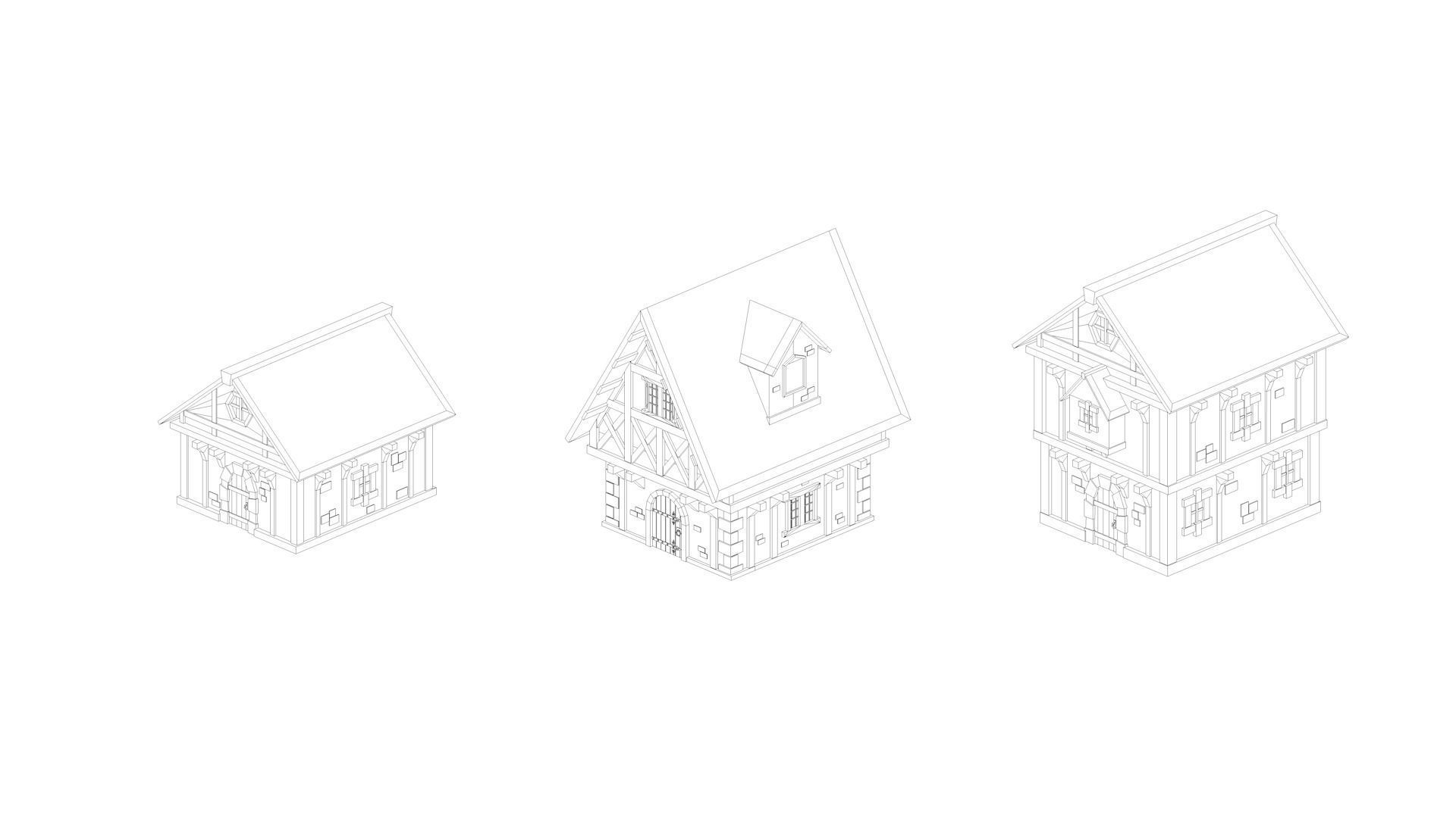 Low Poly Medieval Middle Age City 3D Asset Pack Low-poly 3D model_41