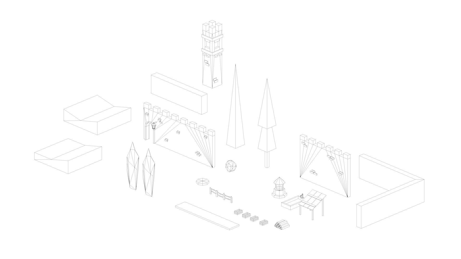 Low Poly Medieval Middle Age City 3D Asset Pack Low-poly 3D model_45