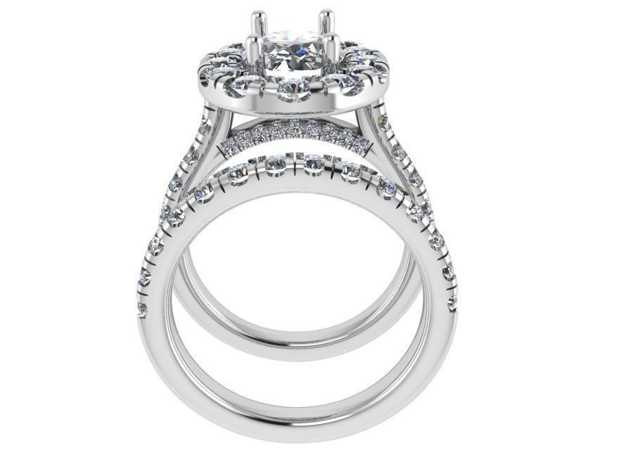 Oval diamond ring with band 2304 3D print model 3D print model_2