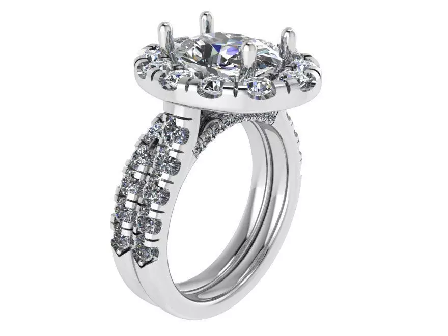 Oval diamond ring with band 2304 3D print model 3D print model_0