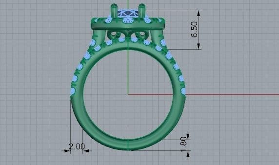 Oval diamond ring with band 2304 3D print model 3D print model_6