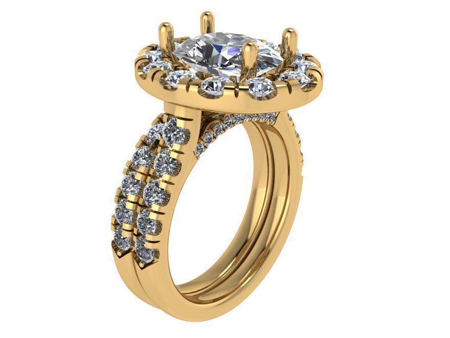 Oval diamond ring with band 2304 3D print model 3D print model_1