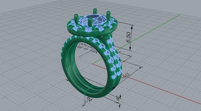Oval diamond ring with band 2304 3D print model 3D print model_5
