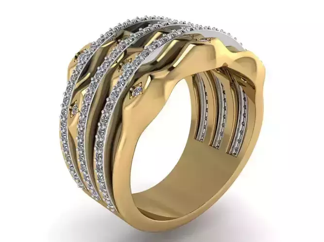 3-Row bright diamond ring 2305 3D print model