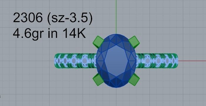 Dark blue diamond ring 2306 3D print model 3D print model_4