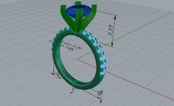 Dark blue diamond ring 2306 3D print model 3D print model_5