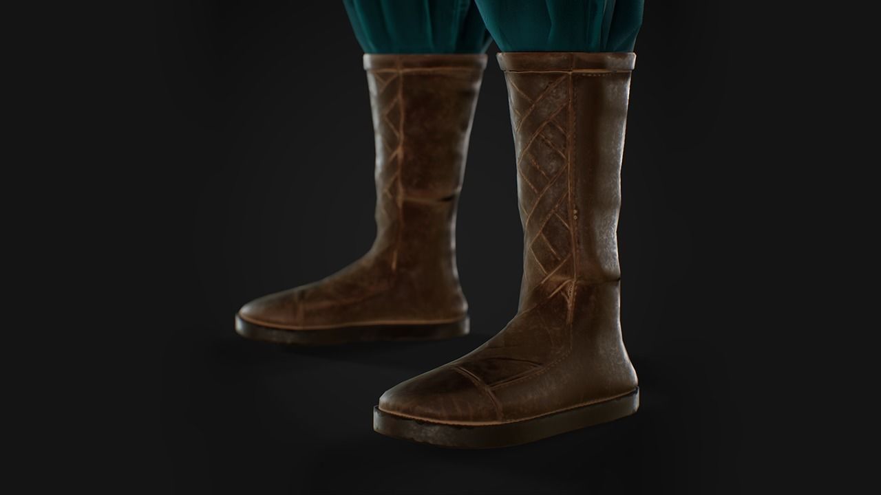 Low Poly Women Medieval Outfit Low-poly 3D model_5