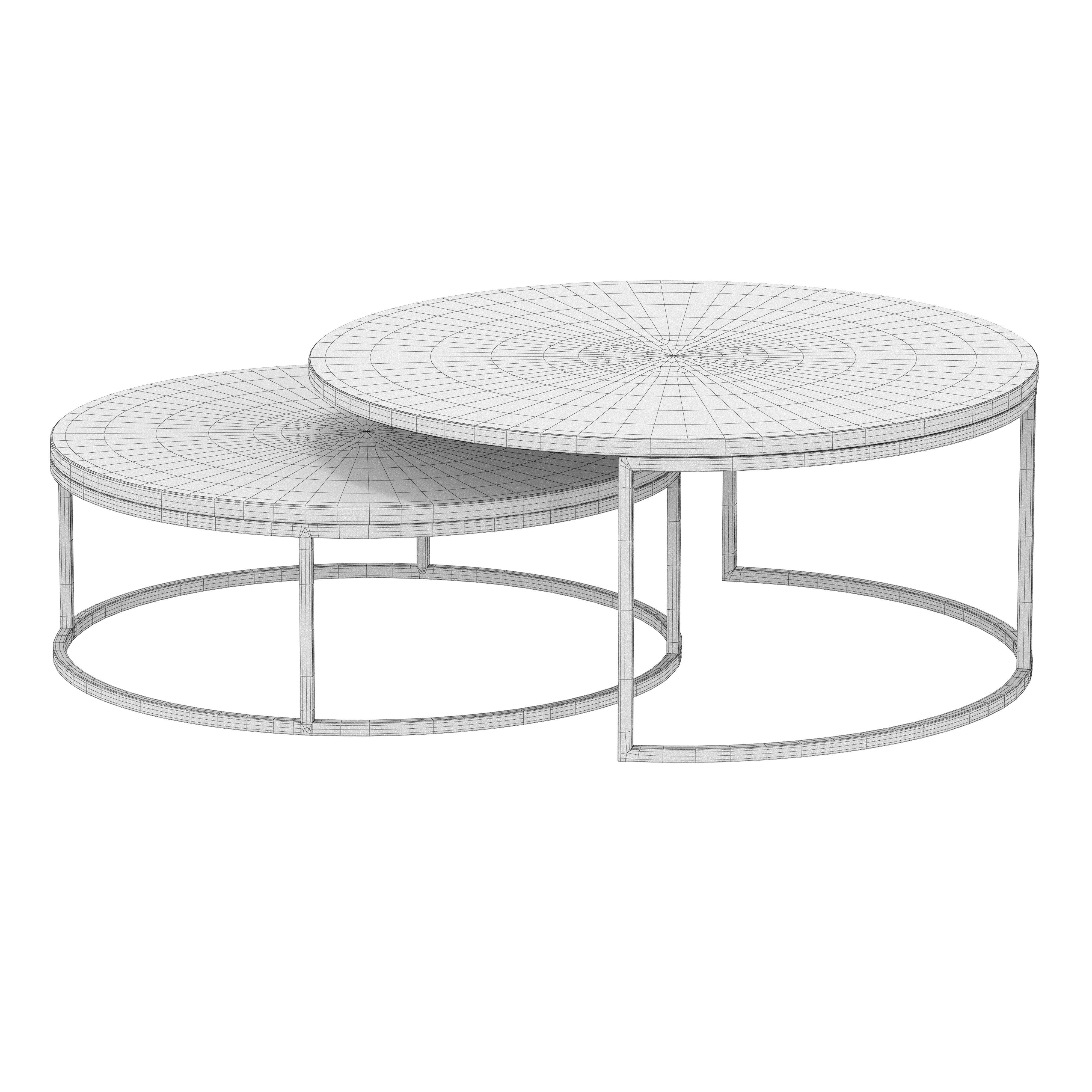 Modern Round Nesting coffee table 3D model_2