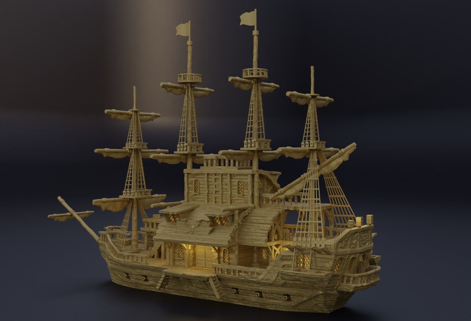 Floating Pirate Tavern  Tabletop Terrain 28 MM 3D print model_7