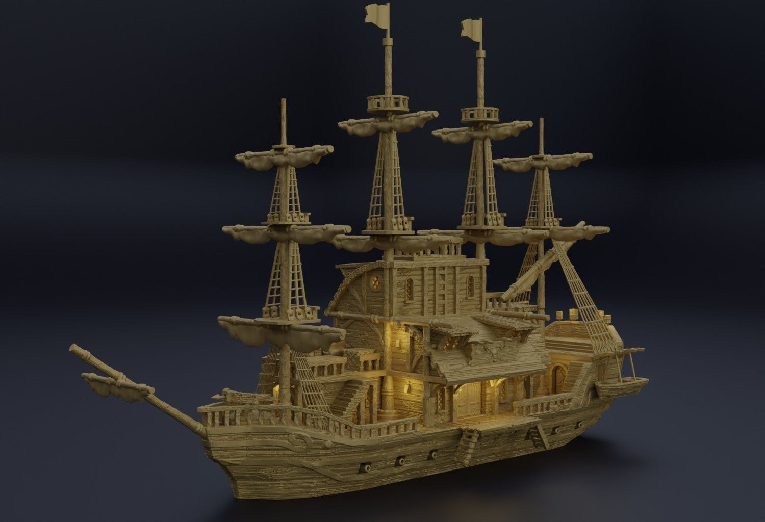 Floating Pirate Tavern  Tabletop Terrain 28 MM 3D print model_4