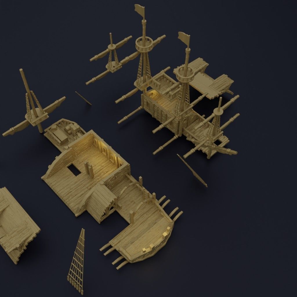 Floating Pirate Tavern  Tabletop Terrain 28 MM 3D print model_3